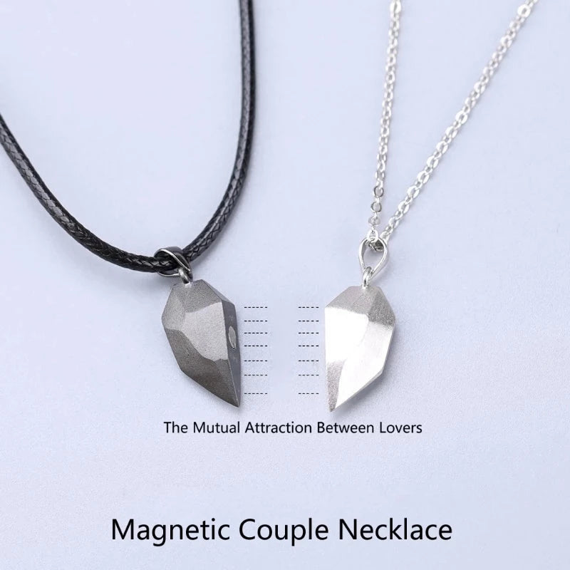2Pcs Couple Magnetic Love Splicing Clavicle Chain Necklace Wishing stone