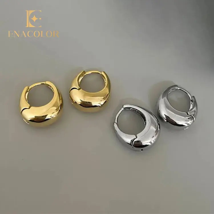 Enacolor Elegant Women Gold Metal Geometry Irregular Earrings Jewelry Accessories